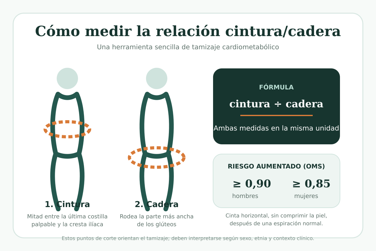 Guía para medir cintura y cadera y calcular su relación